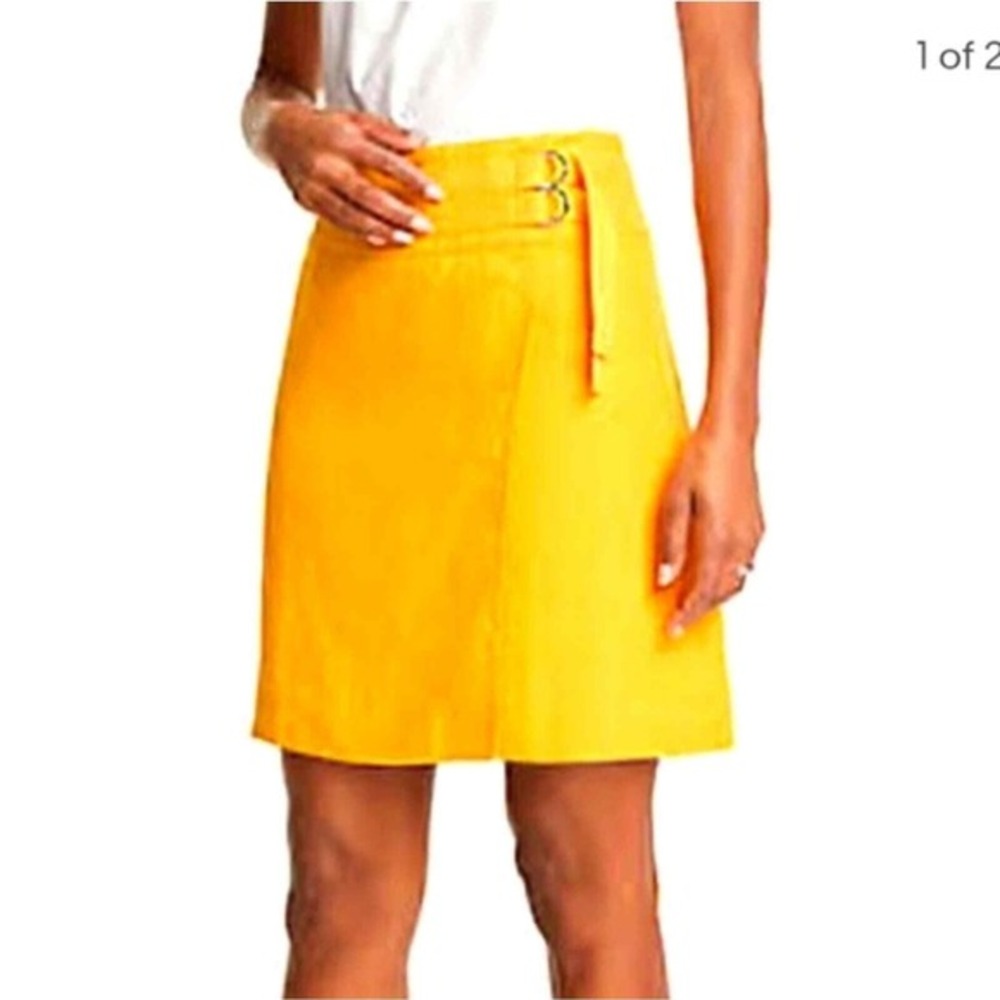 Ann Taylor‎ Yellow Wrap Style Belted Skirt Women Size 4 New